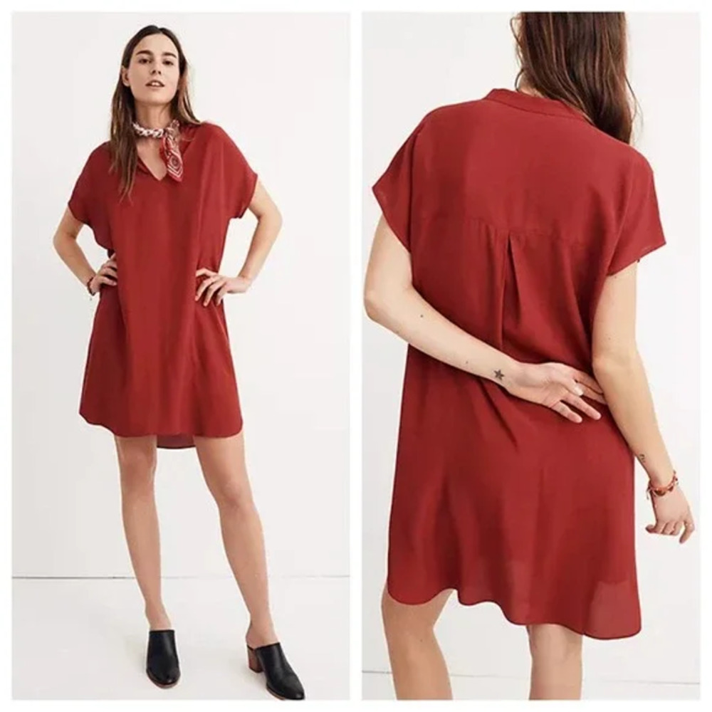 Madewell Bicoastal Dress Cap Sleeve Pockets Swing Shirt Tunic V Neck Size XS NWT